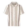 Fred Shirt Brown multi L Striped SS shirt