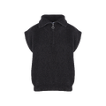 Arianna Vest Black M Mohair Half-zip vest