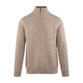 Bernard Half-zip Sand melange M Cable soft half-zip sweater