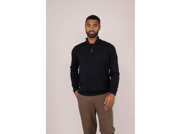 Espen Half-zip Black L Bamboo sweater 