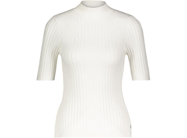 Fannie Top White L SS rib mock neck 