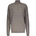 Halvsten Sweater Mid Brown Melange L Brick pattern half-zip