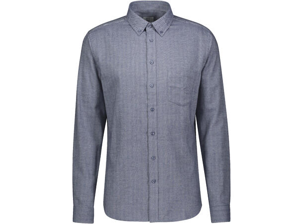 Jon Shirt Mid blue L Brushed herringbone shirt 