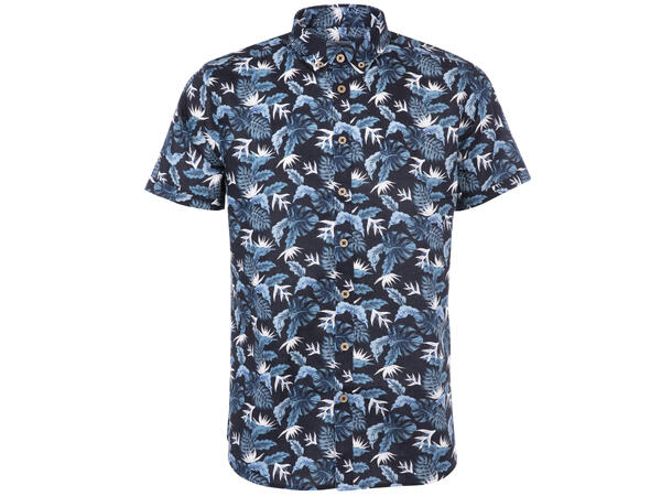 Lance Shirt Navy jungle AOP S Printed linen SS shirt 