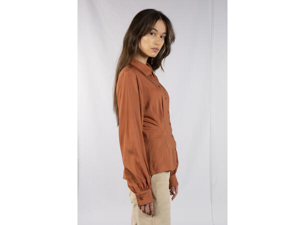 Lillith Blouse Rust L Silk touch stretch blouse 