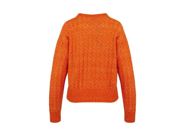 Liz Sweater Orange Flame S Mohair cable sweater 