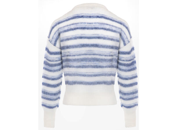 Marielle Sweater Blue AOP XS Rainbow stripe mohair crew neck 
