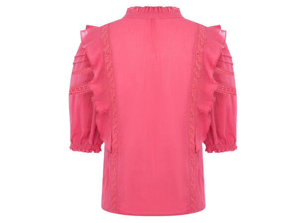Sherry Blouse Pink S SS blouse with lace trim 