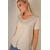 Lily V-neck Tee Sand Melange S Linen v-neck tee 