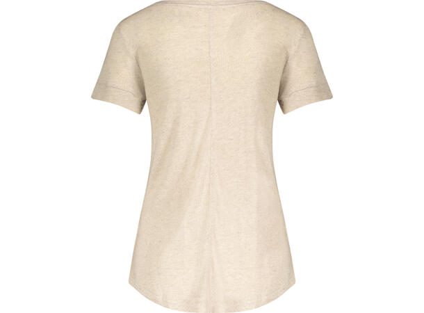 Lily V-neck Tee Sand Melange S Linen v-neck tee 