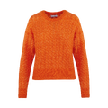 Liz Sweater Orange Flame M Mohair cable sweater