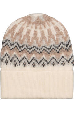 Lotte Beanie Cream Multicol One Size Fair isle pattern beanie