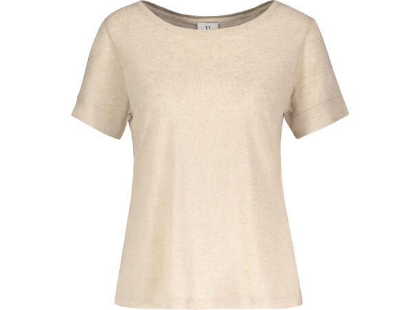 Millie Tee Sand Melange S Linen r-neck tee 