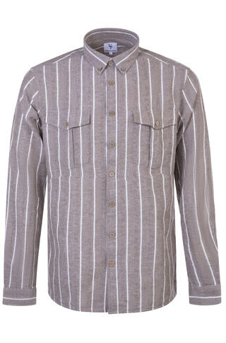 Russel Shirt Striped linen pocket shirt