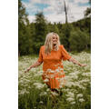 Tiera Dress Orange L Cotton crepe stretch dress