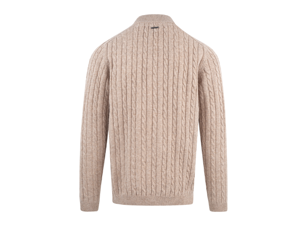 Walt Half-zip Camel XXL Wool cable sweater 