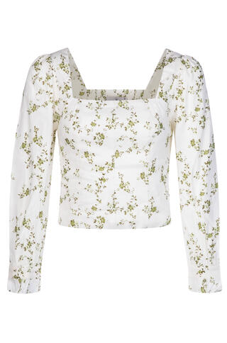 Alexa Top Printed linen blouse