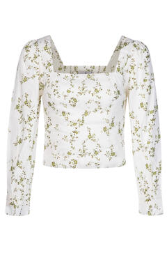 Alexa Top Printed linen blouse