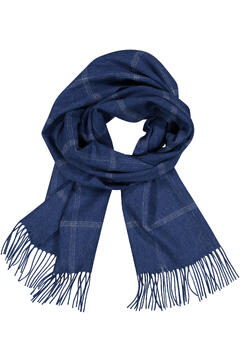 Bea Scarf Mid Blue Check One Size Wool scarf