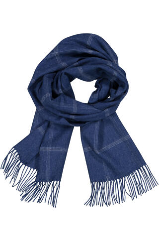 Bea Scarf Mid Blue Check One Size Wool scarf