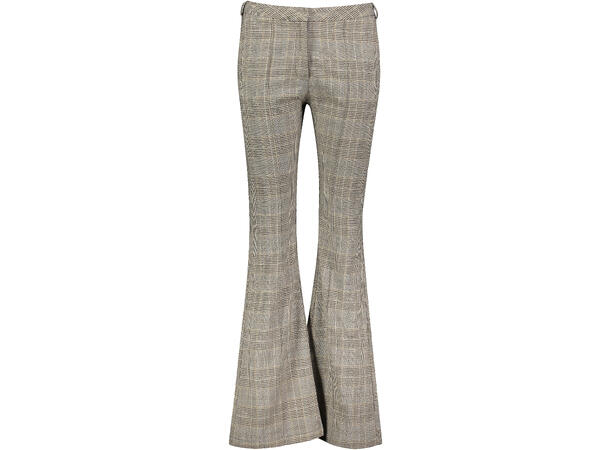 Cleo Pants Beige Check S Boot cut pants check pattern 
