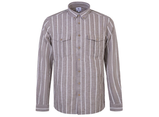 Russel Shirt Dusky olive S Striped linen pocket shirt 