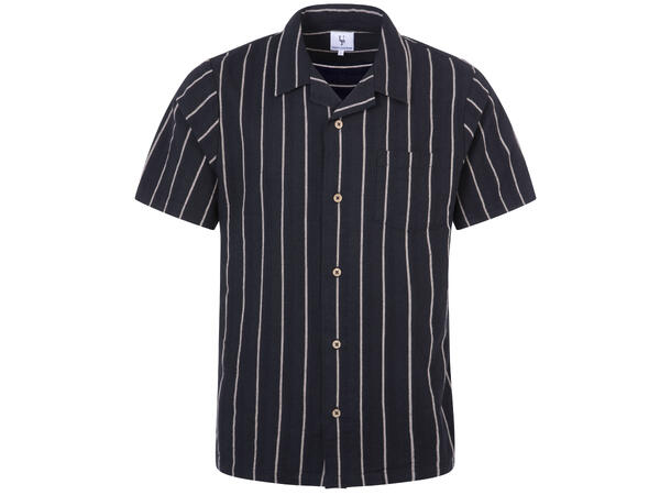 Travis Shirt Black S Striped linen SS shirt 