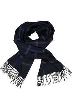 Bea Scarf Navy striped check One Size Wool scarf
