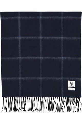 Bea Scarf Navy striped check One Size Wool scarf