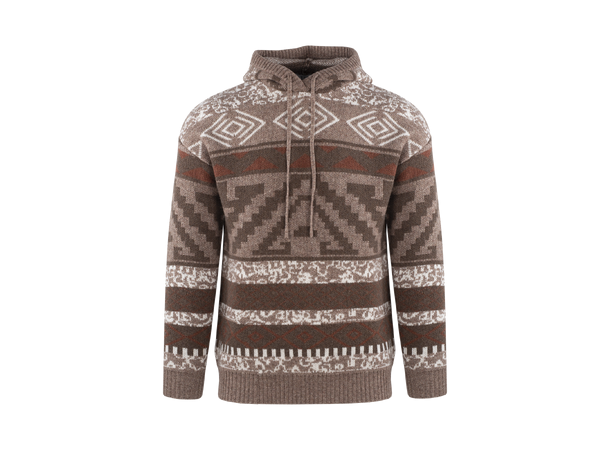 Calli Hoodie Brown multi L Pattern knitted hoodie 