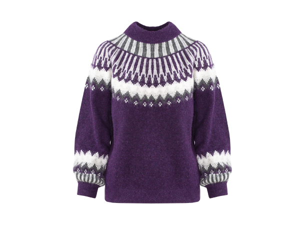 Hani Sweater Purple multi M Pattern round neck 