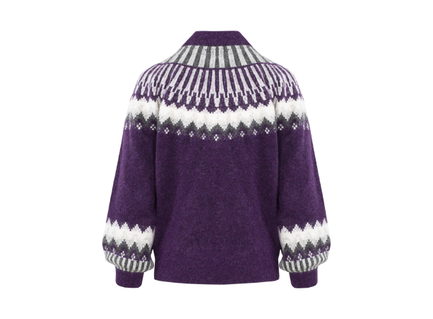 Hani Sweater Purple multi M Pattern round neck 