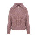 Neeti Half-zip Pink melange S Lambswool cable zip-neck sweater