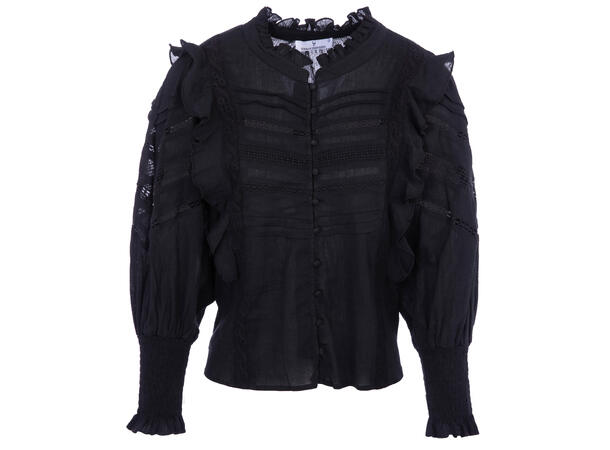 Kristy Blouse Black XL Cotton blouse with lace trim 
