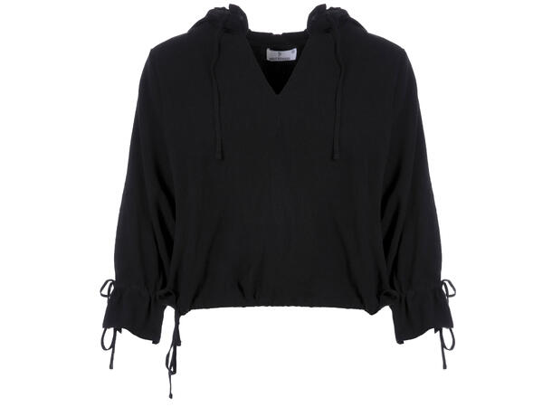 Nikki Top Black S Linen slub hoodie 