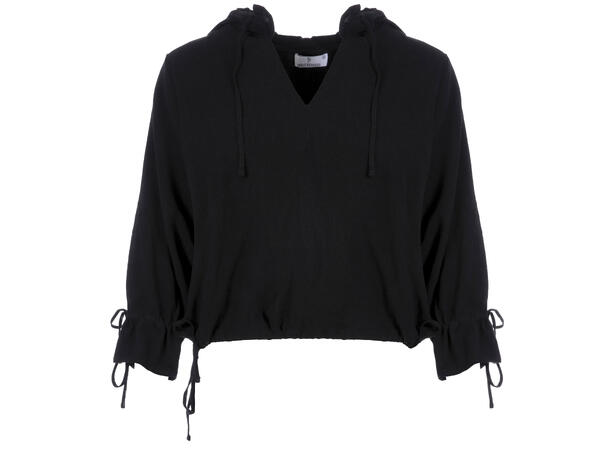 Nikki Top Black S Linen slub hoodie