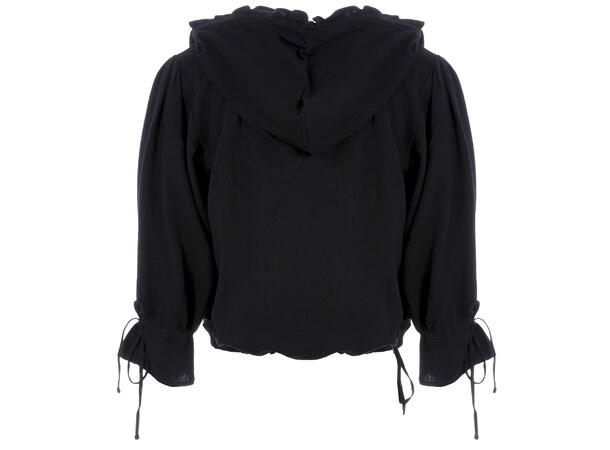 Nikki Top Black S Linen slub hoodie 