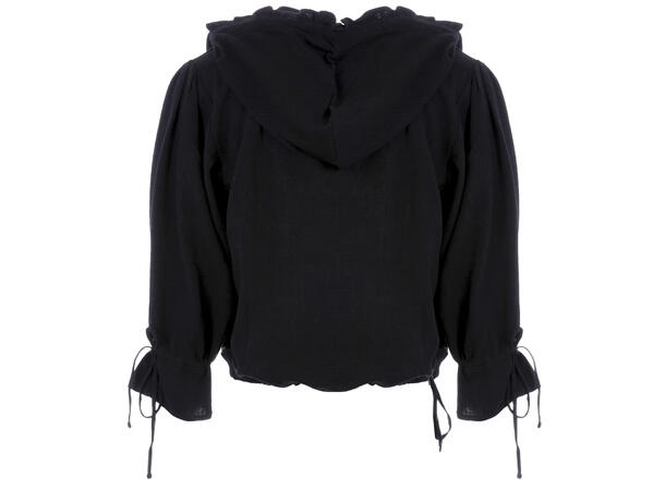 Nikki Top Black S Linen slub hoodie