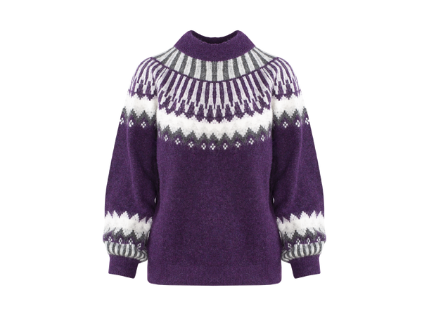 Hani Sweater Purple multi XL Pattern round neck 