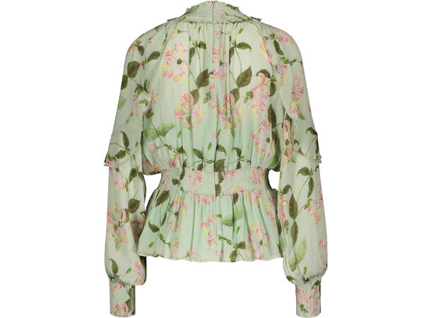 Jennifer Blouse Tender greens AOP XS Chiffon smock blouse 
