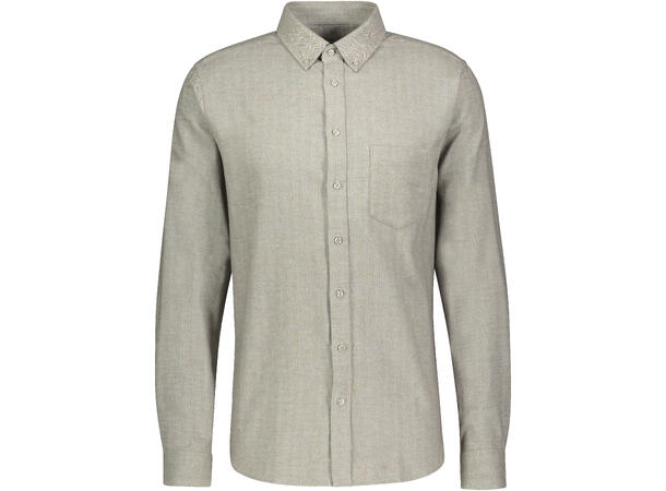 Jon Shirt Olive L Brushed herringbone shirt 
