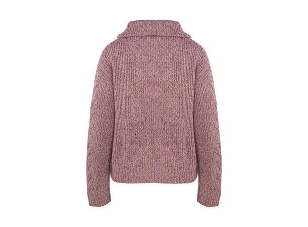 Neeti Half-zip Pink melange L Lambswool cable zip-neck sweater 