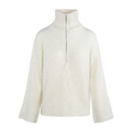 Nora Half-zip Cream XL Mohair cable half- zip sweater
