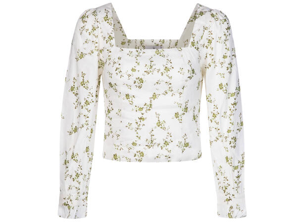 Alexa Top Olive AOP L Printed linen blouse 