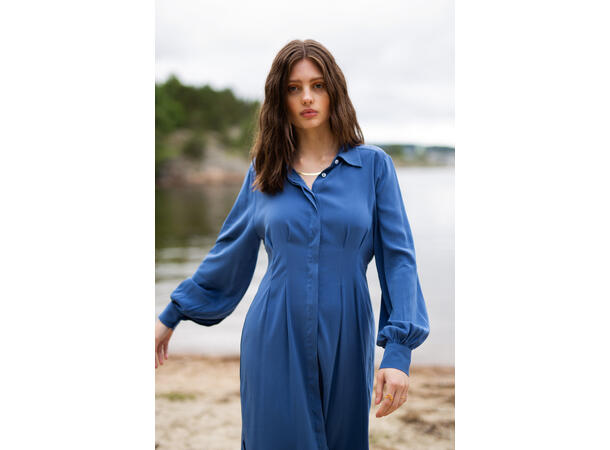 Penelope Dress Blue S Cupro shirt dress