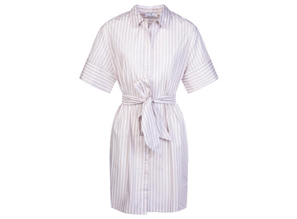 Rita Dress Beige stripe M Striped poplin shirt dress 