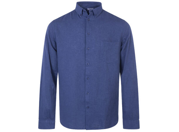 Thad Shirt True Navy M Linen cotton LS shirt