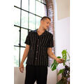 Travis Shirt Black XXL Striped linen SS shirt