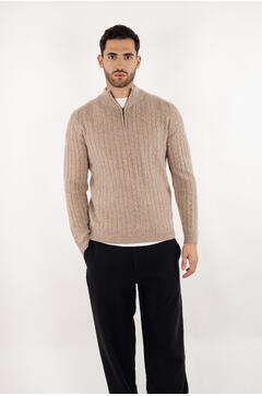 Walt Half-zip Wool cable sweater