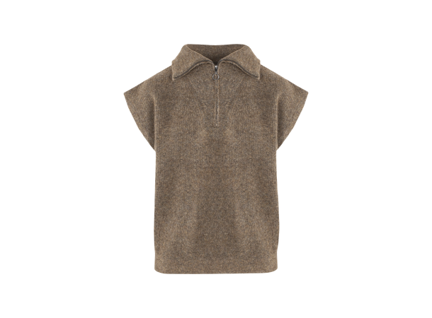 Arianna Vest Dark Brown XL Mohair Half-zip vest 